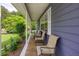 Relaxing front porch with comfortable seating, overlooking a beautiful landscaped garden at 4812 Pamela Nw Ct, Acworth, GA 30101