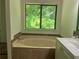 Luxurious bathroom featuring a large soaking tub beneath a scenic window view at 6848 Timberhead Way, Lithonia, GA 30058