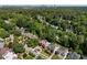 Aerial view of neighborhood showcasing lush trees, diverse rooftops, and city skyline in the background at 1216 E Rock Springs Ne Rd, Atlanta, GA 30306