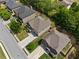 Aerial view of homes in a neighborhood with mature trees and well-manicured lawns at 1314 Bentley Estates Dr, Dacula, GA 30019