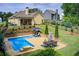 Exterior shot of a home with pool, landscaped yard, patio, and treed surroundings at 608 Red Leaf Way, Canton, GA 30114