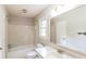 Standard bathroom with an extended vanity, a shower and tub combo, and a neutral color palette at 263 Austin Rd, Stockbridge, GA 30281