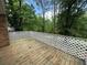 Wooden back deck with a white lattice surround at 2184 River Acres Ct, Lithonia, GA 30058
