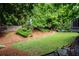 Home backyard with large lawn and landscape and relaxing patio area at 3220 Millwood Se Trl, Smyrna, GA 30080