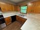 Kitchen featuring oak cabinets, stainless steel sink, and black appliances at 1048 Brandon Ln, Stone Mountain, GA 30083