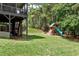 Backyard features mature trees, playset, and ample space for outdoor enjoyment at 1120 Bentwater Dr, Acworth, GA 30101