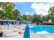 Community pool with ample seating and umbrellas for shade on a sunny day at 4953 Mcpherson Ne Dr, Roswell, GA 30075