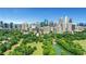 Scenic aerial view of the city skyline with lush greenery, offering a blend of modern living and natural beauty at 1055 Piedmont Ne Ave # 409, Atlanta, GA 30309
