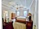 Spacious primary bedroom features a tray ceiling, ceiling fan and stylish furniture at 125 Murphy Creek Ln, Fayetteville, GA 30215