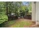 Green backyard featuring a mulched garden, short grassy section and wooden fence at 1495 Old Hunters Lake Dr, Marietta, GA 30062
