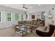Bright living area features a comfortable sectional sofa, a modern coffee table, and plenty of natural light at 2135 Glenfield Trce, Cumming, GA 30041