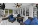 Comfortable screened porch with outdoor seating and a ceiling fan at 2135 Glenfield Trce, Cumming, GA 30041