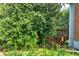 Charming backyard with a mix of flowers, greenery, and mature trees at 558 Auburn Rd, Auburn, GA 30011