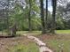 Scenic backyard view with trees, grass, and walkway at 2256 Mack Rd, Douglasville, GA 30135
