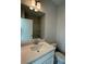 Neat bathroom featuring a single vanity, tub-shower, and modern light fixtures at 1923 Cassia Aly, Kennesaw, GA 30144