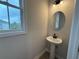 Stylish powder room featuring a pedestal sink, and a modern faucet at 1923 Cassia Aly, Kennesaw, GA 30144
