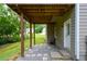 Covered patio with stone floor, and access to the yard and house at 2002 Fairbrook Ln, Woodstock, GA 30189