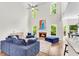 Spacious living room featuring a fireplace, soaring ceilings, and an open floor plan at 3106 Soldier Trl, Marietta, GA 30068