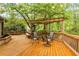 Spacious wood deck with outdoor seating and a pergola, perfect for entertaining, nestled in a private, wooded backyard at 3358 Stovehill Se Ct, Marietta, GA 30067