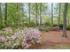 Idyllic backyard with mature trees, azaleas and lush greenery, creating a tranquil retreat at 3358 Stovehill Se Ct, Marietta, GA 30067