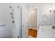Elegant bathroom featuring a glass-enclosed shower, white subway tiles, and modern fixtures at 3358 Stovehill Se Ct, Marietta, GA 30067