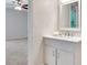 Bathroom featuring white vanity and a view into the neutral bedroom at 4788 Rock Island Nw Ln, Acworth, GA 30102