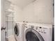 Convenient laundry room with washer, dryer, and storage shelving at 12 Westchester Square Sq, Decatur, GA 30030