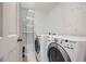 Convenient laundry room features modern washer, dryer, and ample shelving space at 12 Westchester Square Sq, Decatur, GA 30030