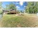 A large backyard perfect for Gathering fun, that features a deck and plenty of play space at 150 Newton Ridge Dr, Covington, GA 30014