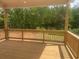 View of the wooden back porch with green foliage and beautiful nature views at 306 Rodeo Dr, Auburn, GA 30102
