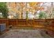 Fenced backyard featuring a patio and autumn foliage at 5260 Cresslyn Rdg, Alpharetta, GA 30005