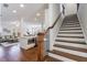 Open-concept living space with hardwood floors and stairs, great for entertaining and Gathering gatherings at 5260 Cresslyn Rdg, Alpharetta, GA 30005