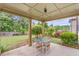 Covered patio overlooking a fenced backyard with well-maintained lawn and mature landscaping at 1645 Colleens Cask Ter, Dacula, GA 30019