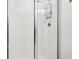 Modern bathroom shower with white subway tile and glass door at 640 Glen Iris Ne Dr # 609, Atlanta, GA 30308