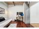 Bedroom featuring hardwood floors, modern decor, and desk workspace at 640 Glen Iris Ne Dr # 609, Atlanta, GA 30308