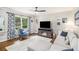 Bright living room boasts a cozy fireplace, stylish furniture, hardwood floors, and a large window at 2779 Fairlee Dr, Decatur, GA 30032