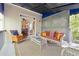 Cozy back porch with patio furniture, a woven chair and an area rug at 230 Ridge Point Ct, Alpharetta, GA 30022