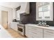 Modern kitchen with stainless steel appliances, white countertops, and a textured backsplash at 253 Rockyford Ne Rd, Atlanta, GA 30317