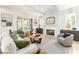 Open-concept living room with fireplace, modern decor, and ample seating at 253 Rockyford Ne Rd, Atlanta, GA 30317