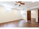 Basement with laminate floors, a closet, a ceiling fan, and recessed lighting at 2227 Leafmore Drive, Decatur, GA 30033