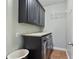 Efficient laundry room with storage cabinets, folding counter, and modern washer-dryer at 2548 Lakeview East Se Trl, Atlanta, GA 30316