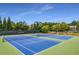 Community tennis courts in TELFAIR with beautiful blue courts and professional nets at 4850 Wilshire Xing, Cumming, GA 30040