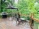 Outdoor deck featuring seating, a grill, and a private wooded view perfect for entertaining at 1345 Starboard Way, Cumming, GA 30041
