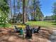 A backyard with a fire pit and seating area, perfect for gatherings and outdoor enjoyment at 2270 Emerald Dr, Jonesboro, GA 30236