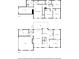 Detailed two-story floor plan showcasing the layout with bedrooms, bathrooms, kitchen, living spaces, and garage at 639 Royal Abbey Dr, Stone Mountain, GA 30088