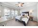 Beautiful bedroom with lots of natural light, tray ceiling and stylish ceiling fan at 217 Napa Dr, Woodstock, GA 30188
