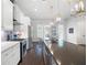 Spacious kitchen with stainless steel appliances, a large island and modern lighting fixtures at 217 Napa Dr, Woodstock, GA 30188