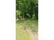 The backyard is surrounded by trees and has a small bench to relax at 2477 Briar Valley Way, Dacula, GA 30019