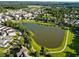 Aerial view of neighborhood amenities including lake, tennis courts and common areas at 6805 Bucks Rd, Cumming, GA 30040