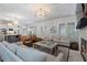 Open-concept living room with a fireplace, seamlessly connected to the kitchen and dining area at 6805 Bucks Rd, Cumming, GA 30040